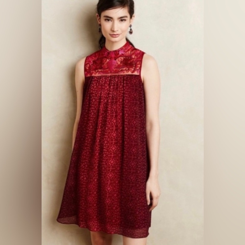 Anthropologie Niki Tlanapan Red Dress